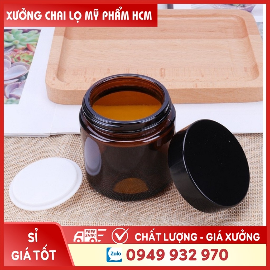 Hủ Đựng Kem 🏵️ Hũ Chiết Mỹ Phẩm Thủy Tinh Nâu Nắp Đen 30g/50g/100g Thiết Kế Nhỏ Gọn, Sang Trọng Chuyên Dùng Spa