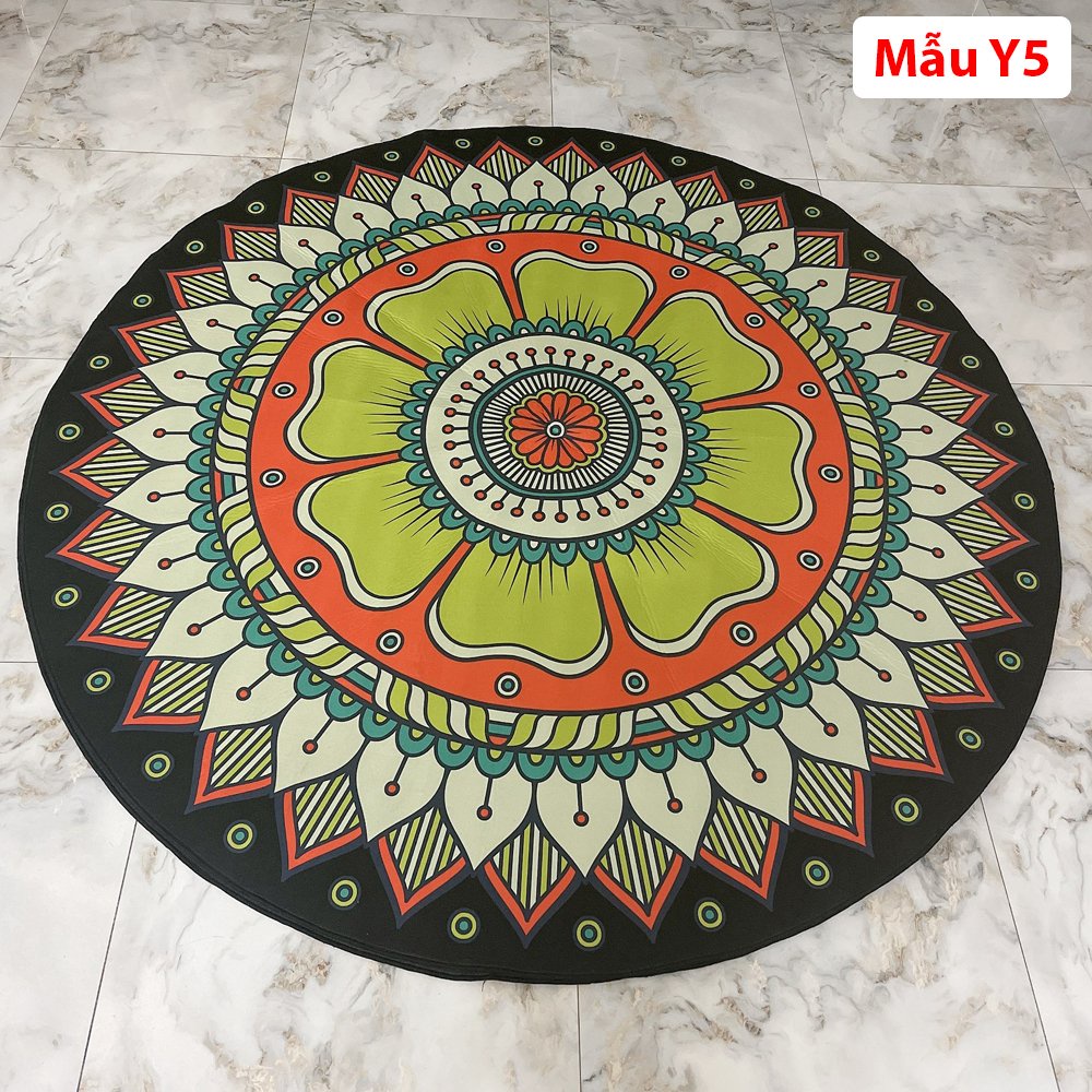 THẢM TRÒN YOGA 1M8 - THẢM MANDALA - ĐẾ CAO SU CHỐNG THẤM - TRƠN TRƯỢT