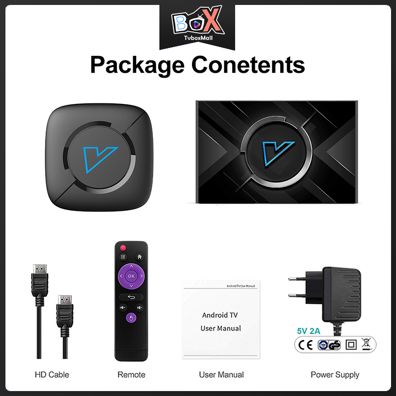 GOOGLE Đầu Tv Box V6 Android 10 4g 64gb 4k 3d Dual Wifi Bt5.0