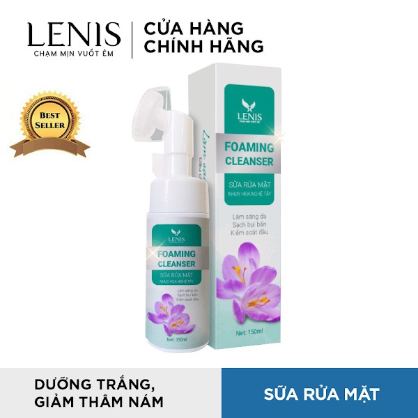 Sữa Rửa Mặt Trắng Da, Sạch Mụn Kiềm Dầu, Lenis - Foaming Cleanser Chiết Xuất Nhụy Hoa Nghệ Tây [150m] - Naa Cosmetic