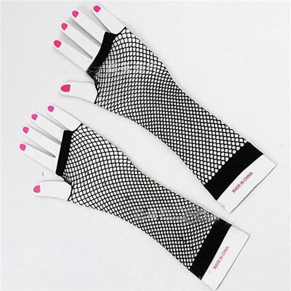 Găng Tay Hở Ngón Màu Đen Neon Thời Trang Dự Tiệc Cưới Cho Nữ