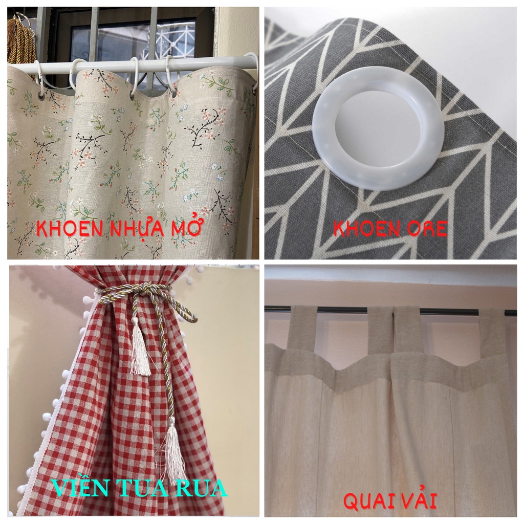 Rèm Cửa Sổ Chống Nắng Chất Liệu Cotton Thêu Cao Cấp, Rèm Vải Trang Trí Decor Phòng Độc Đáo R-CC10