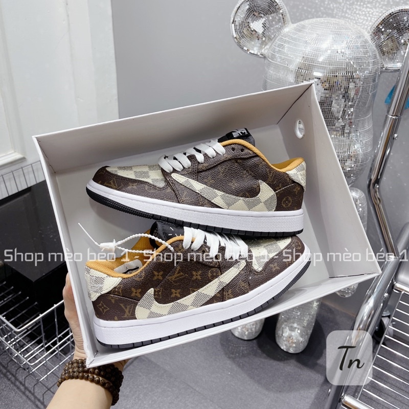 Giày thể thao sneaker cổ thấp jd hoa lv kẻ ô fullbox ( full size nam nữ )