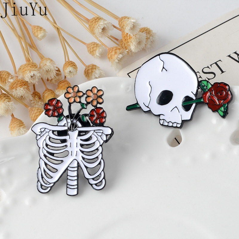 Ghim Cài Áo Kim Loại Hình Đầu Lâu Phong Cách Hip hop Thời Trang