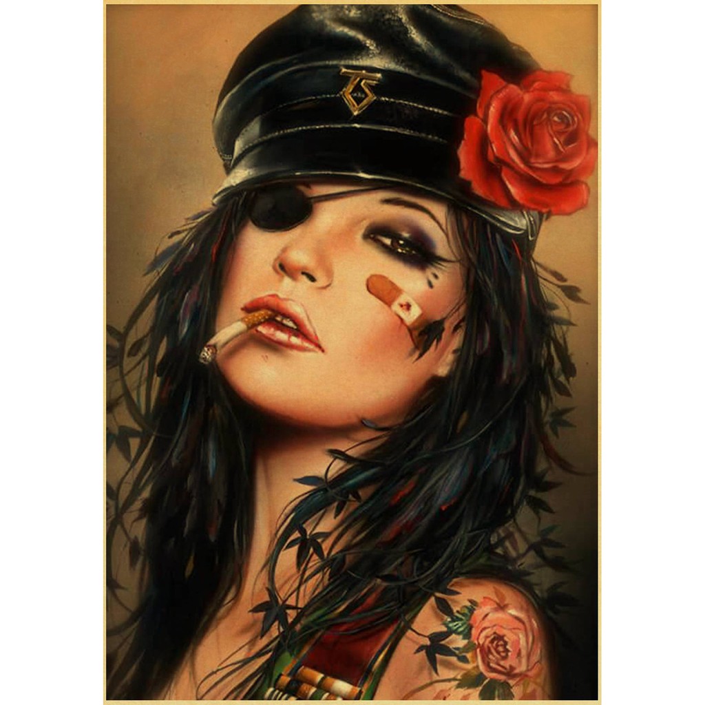 Áp phích trang trí tường hình cô gái gợi cảm kích cỡ 42x30cm