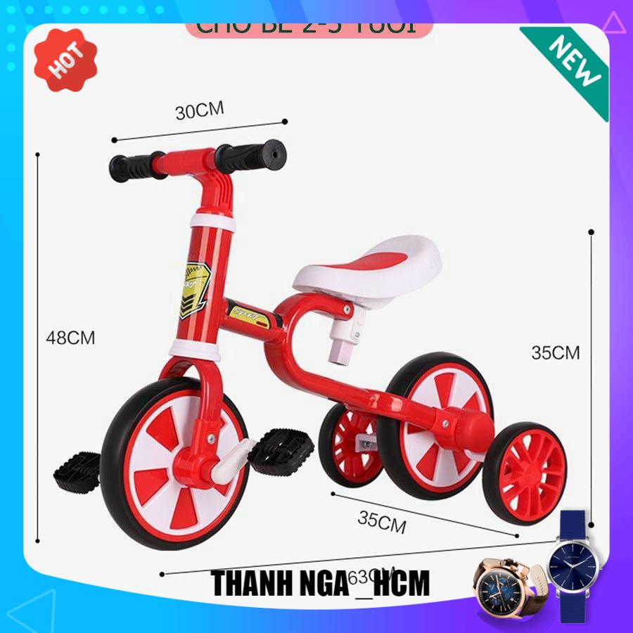 Xe đạp 3 bánh sport 3 in 1 cho bé 2 đến 5 tuổi - Xe chòi chân thăng bằng có bàn đạp, khung thép yên da cao cấp