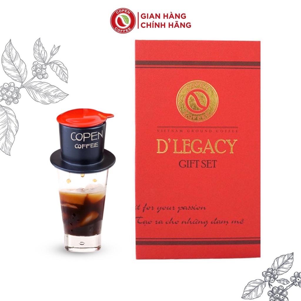 Hộp quà tặng cà phê D’ Legacy Copen Coffee Cao Cấp - Tặng phin gốm Bát Tràng sang trọng, đắng nhẹ, chua thanh, hậu ngọt