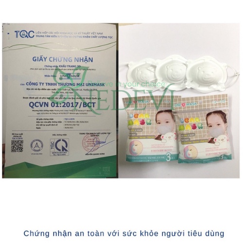 Khẩu Trang Trẻ Em Hình Gấu Uni Mask Ngăn Bụi Mịn Vi Khuẩn - Khẩu Trang 3D Em Bé Xuất Nhật NEDEVI Chính Hãng