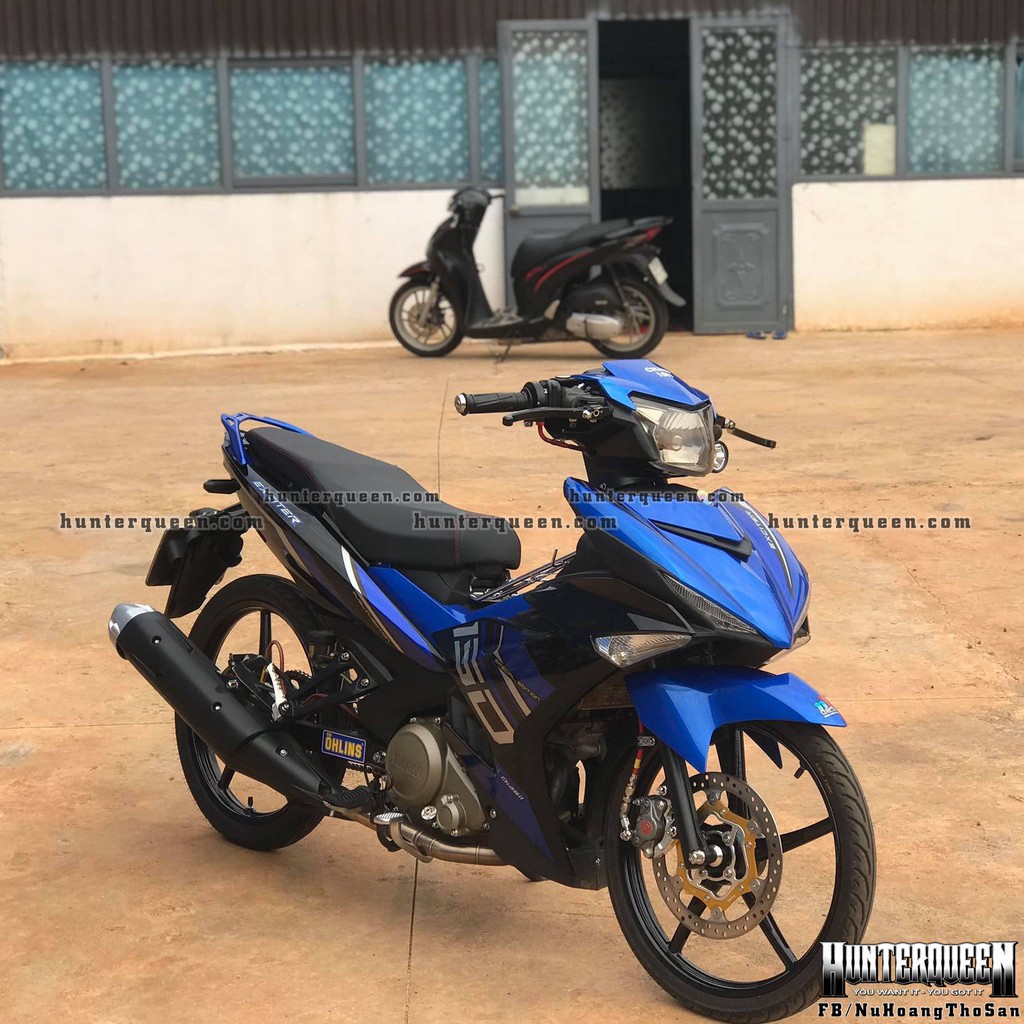 Tem rời dán xe Exciter 150. Decal đen xanh đơn giản. Chống nước, bền màu, cao cấp