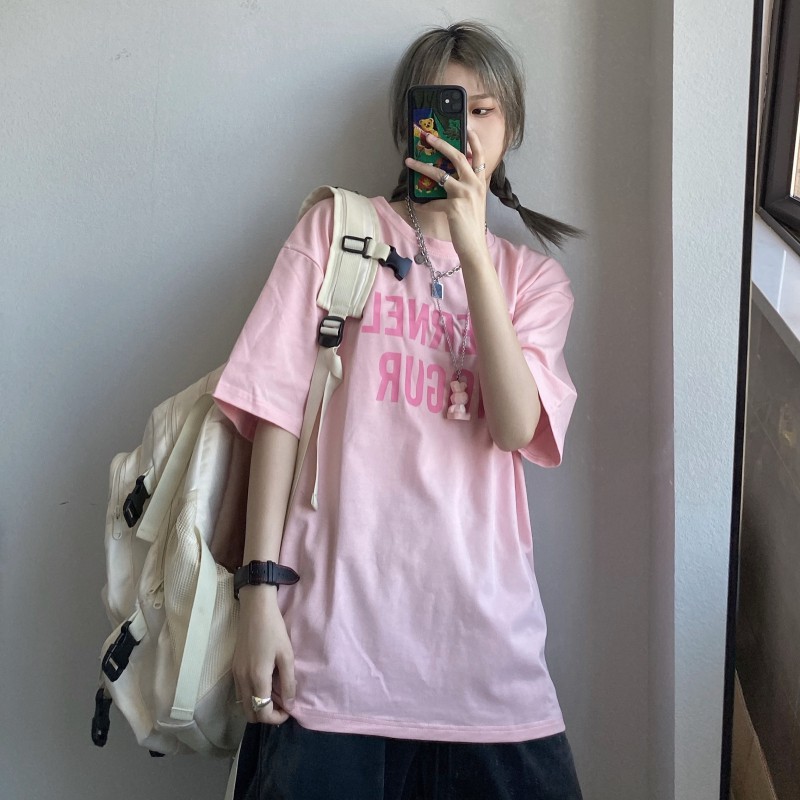  Áo thun tay lỡ form rộng Yinxx, áo phông unisex màu hồng cá tính ATL940