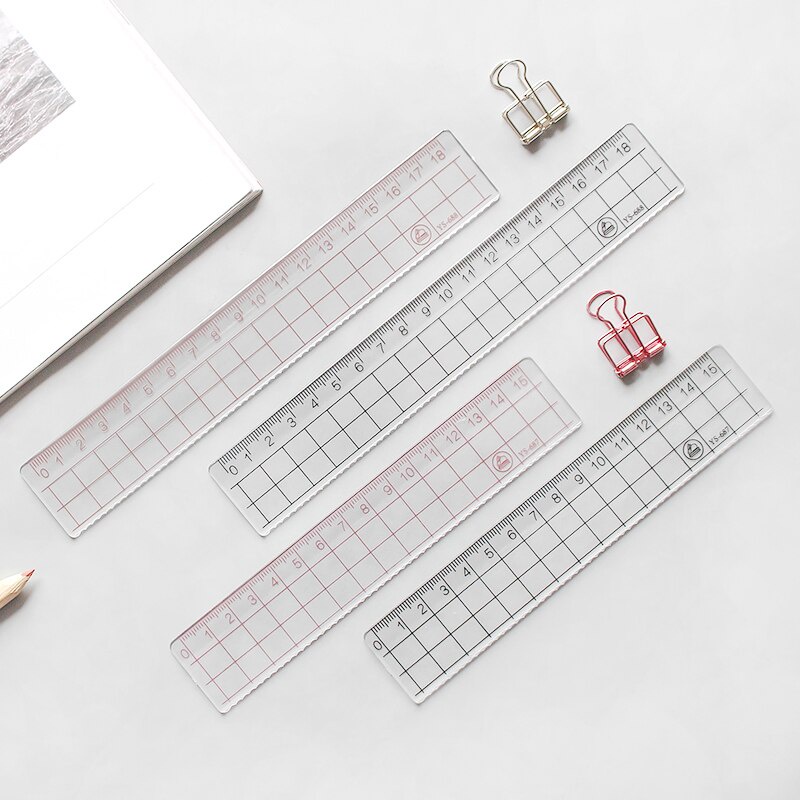 Set 2 thước đo trong suốt 15cm 18cm 20cm