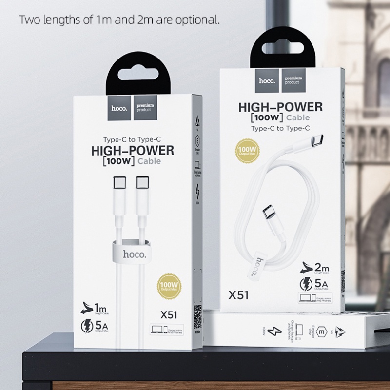 Dây cáp sạc nhanh HOCO. 100w USB Type C sang USB Type C 5A PD chuyên dụng thích hợp cho iPad Samsung