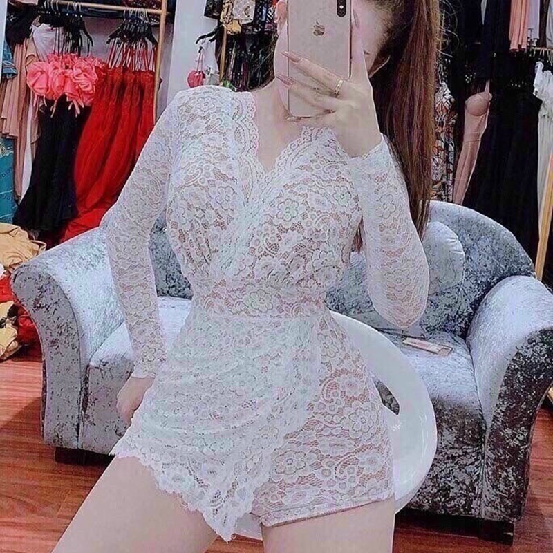 Jumpsuits Ren Có Lót Trong Tay Dài Cổ Chữ V