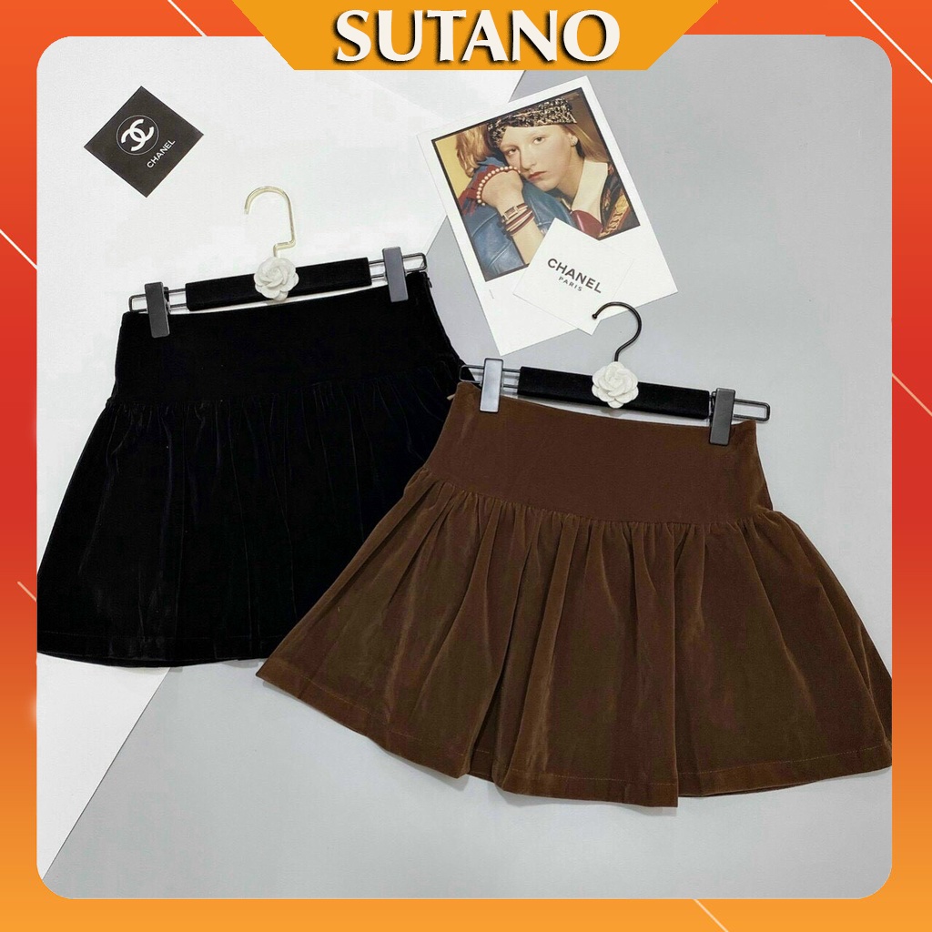 Chân váy nhung trơn-chân váy xòe sang chảnh CV478 SUTANO