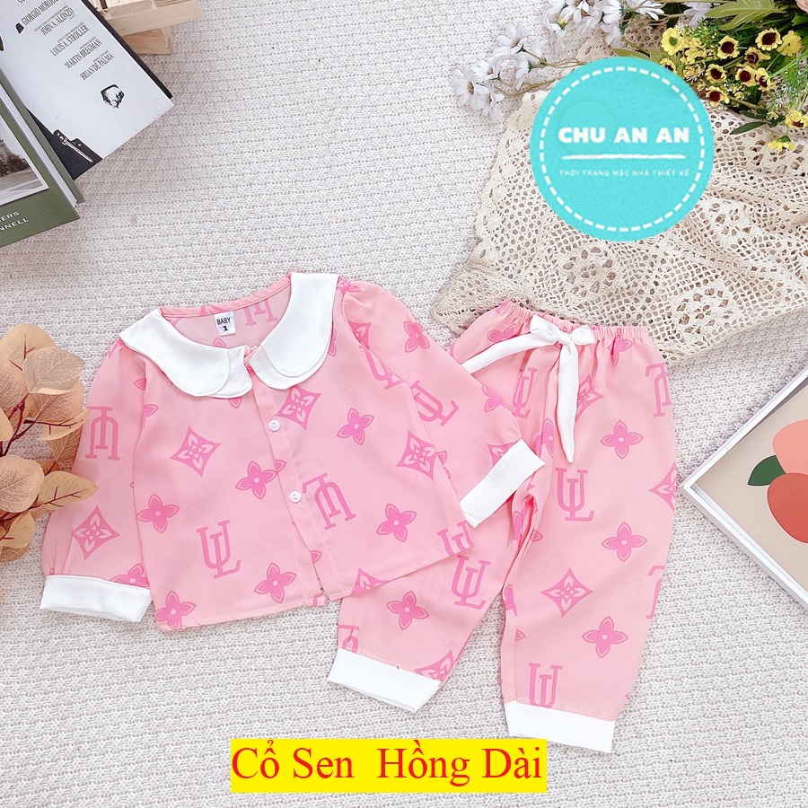 [ 15-28 KG ] Bộ Đồ Ngủ Pijama Bé Gái - Set Quần Áo Trẻ Em Mặc Nhà Lụa Cao Cấp Nhiều Màu Dài Tay Họa Tiết Dễ Thương