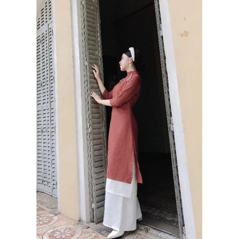 ĐẦM Áo dài  2 tà phối  _ KÈM QUẦN_Kèm Mấn