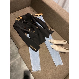 Áo blazer nữ dài tay 6 khuy quynh design, thiết kế thanh lịch, trẻ trung