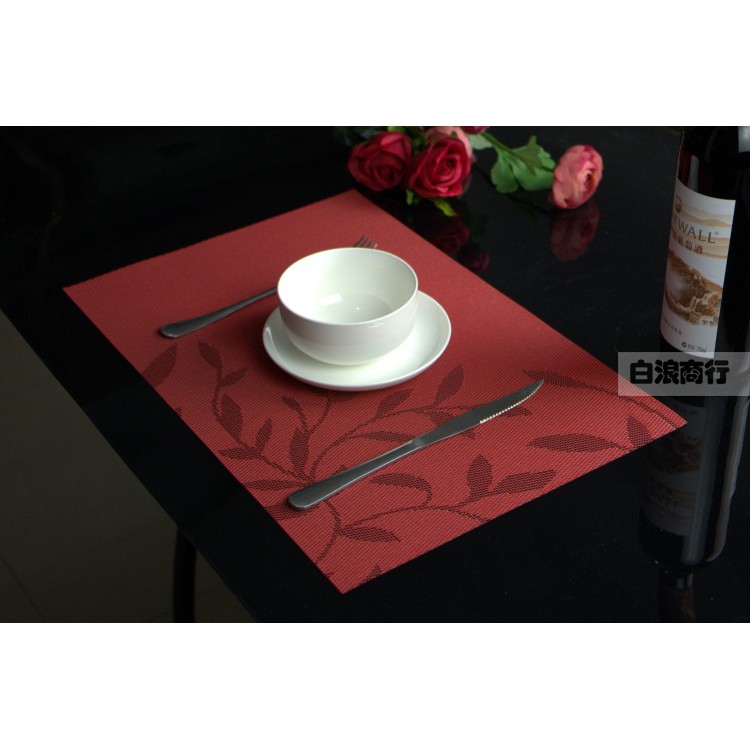 Tấm lót bàn ăn TL005 PVC cách nhiệt 30x45cm Pink Xinh Decor miếng lót chén dĩa bàn ăn họa tiết viền lá