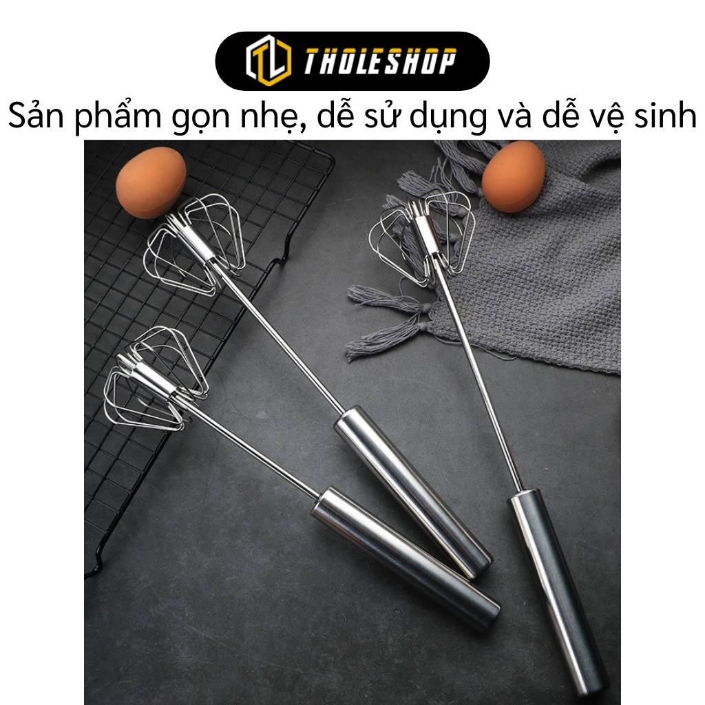 Dụng Cụ Đánh Trứng - Cây Đánh Trứng, Khuấy Bột Inox Có Trục Xoay Bán Tự Động 8209