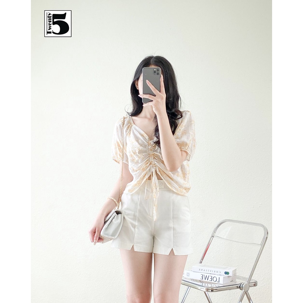Áo kiểu nữ croptop rút nhún dây thân trước chun vai Twentyfive N135