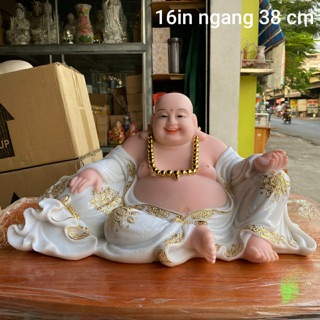 Tượng Phật di lặc đá 16in ngang 38 cm