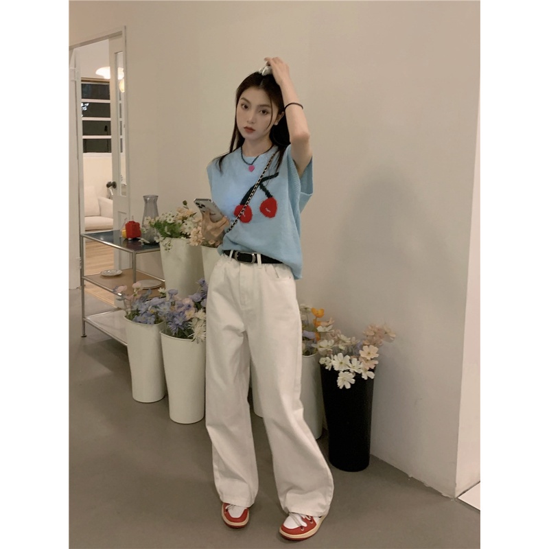 DUNEA Áo Dệt Kim Sát Nách Dáng Rộng Kiểu Hàn Quốc Xinh Xắn Cho Nữ