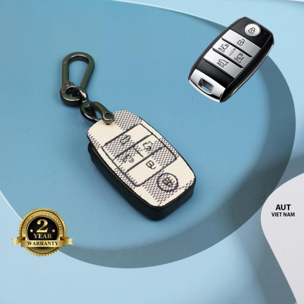 Bao da chìa khóa Smartkey Kia Sedona cũ 5 nút da Canvas L .V xẻ túi