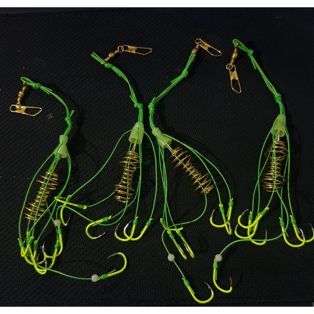 Lưỡi câu cá lăng xê  màu xanh Hộp 4 lưỡi siêu bén siêu nhậy chính hãng chất lượng giá rẻ