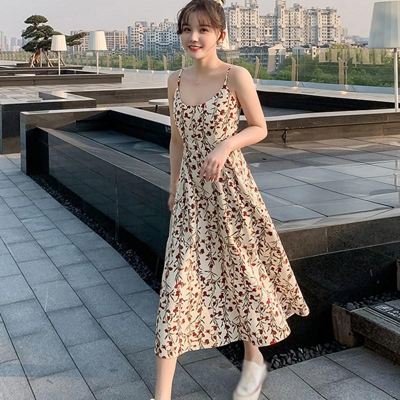 Đầm Hai Dây In Hoa Nhí Xinh Xắn Cho Nữ