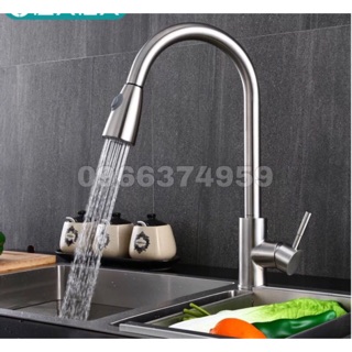 Vòi rửa chén nóng lạnh inox 304 rút dây