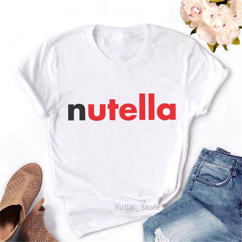 Áo Thun Nữ Tay Ngắn In Chữ Nutella 2021 Vogue Thời Trang Mùa Hè