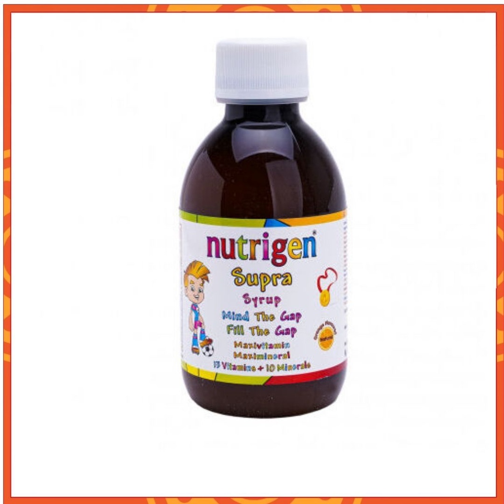 Siro Nutrigen Supra giúp trẻ ăn ngon, tăng sức đề kháng, giảm mệt mỏi. Bổ sung 13 vitamin khoáng chất cho bé