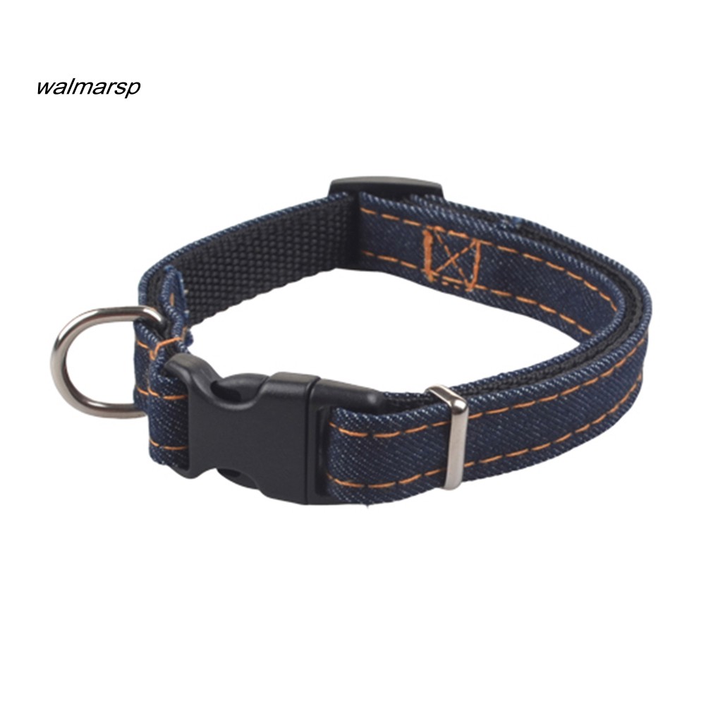 ZZ_Pet Dog Puppy Denim Adjustable Soft Collar Buckle D-ring Necklace Neck Strap