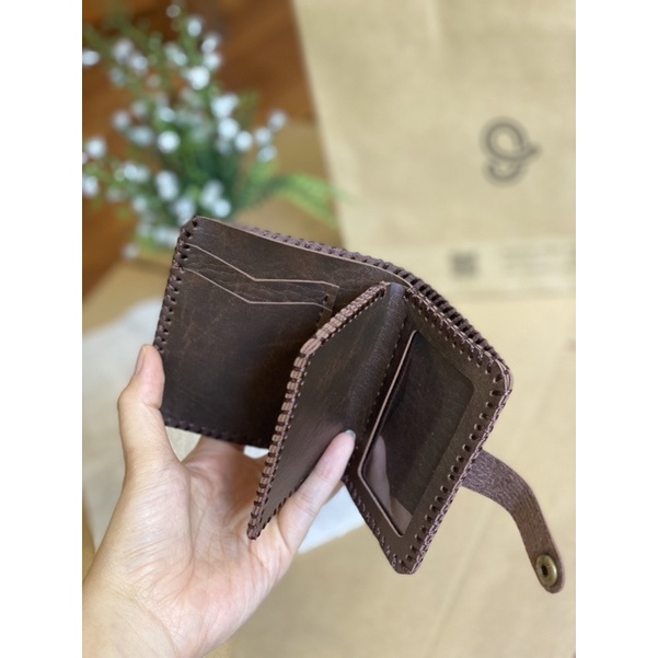 Ví unisex nhiều ngăn thủ công da PU