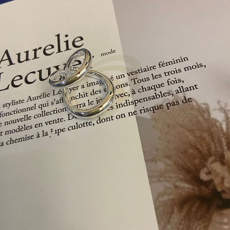 QMCOCO Thiết kế theo phong cách INS Hàn Quốc Màu bạc Đôi dòng mở vòng hình học Đơn giản Cổ điển Sáng tạo Quà tặng Đảng cho Phụ nữ Nhẫn trang sức