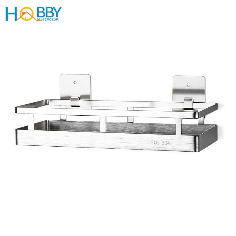 Kệ gia vị Inox 304 HOBBY KGV dán tường gạch men -kèm keo dán và đinh ốc - có 3 kích thước 30-40-50cm