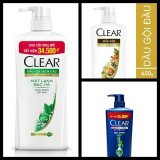 Dầu Gội Đầu Clear Bạc Hà - Thảo Dược - Clear Men 650g