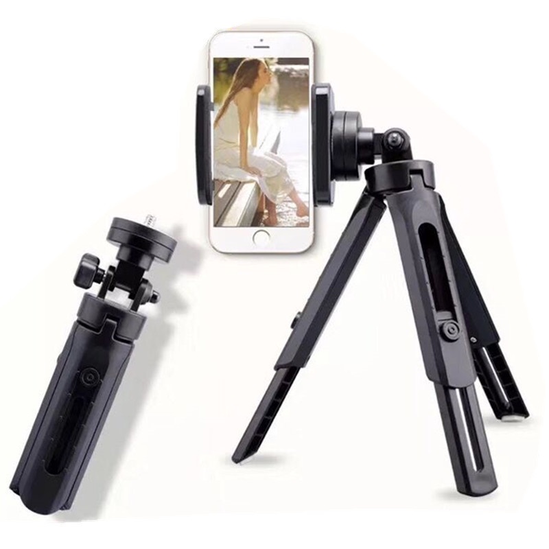 Giá đỡ mini tripod 3 chân xoay ngang dọc hỗ trợ chụp ảnh, livestream nhỏ gọn tặng kèm đầu kẹp điện thoại
