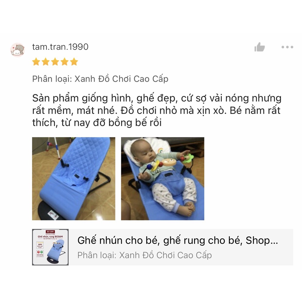 Vỏ bọc ghế nhún rung chống võng lưng cho trẻ sơ sinh, chất liệu cotton dày dặn thoáng mát cho bé, Shop Bố Sam