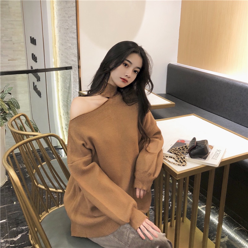 Áo Len Tay Dài Trễ Vai Màu Trơn Thời Trang Hàn Quốc Quyến Rũ Cho Nữ | BigBuy360 - bigbuy360.vn