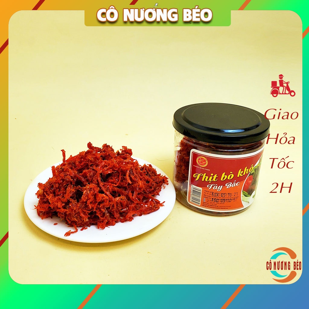 Bò Khô Tây Bắc xé sợi [100% thịt bò] hũ 180g đồ ăn vặt siêu ngon