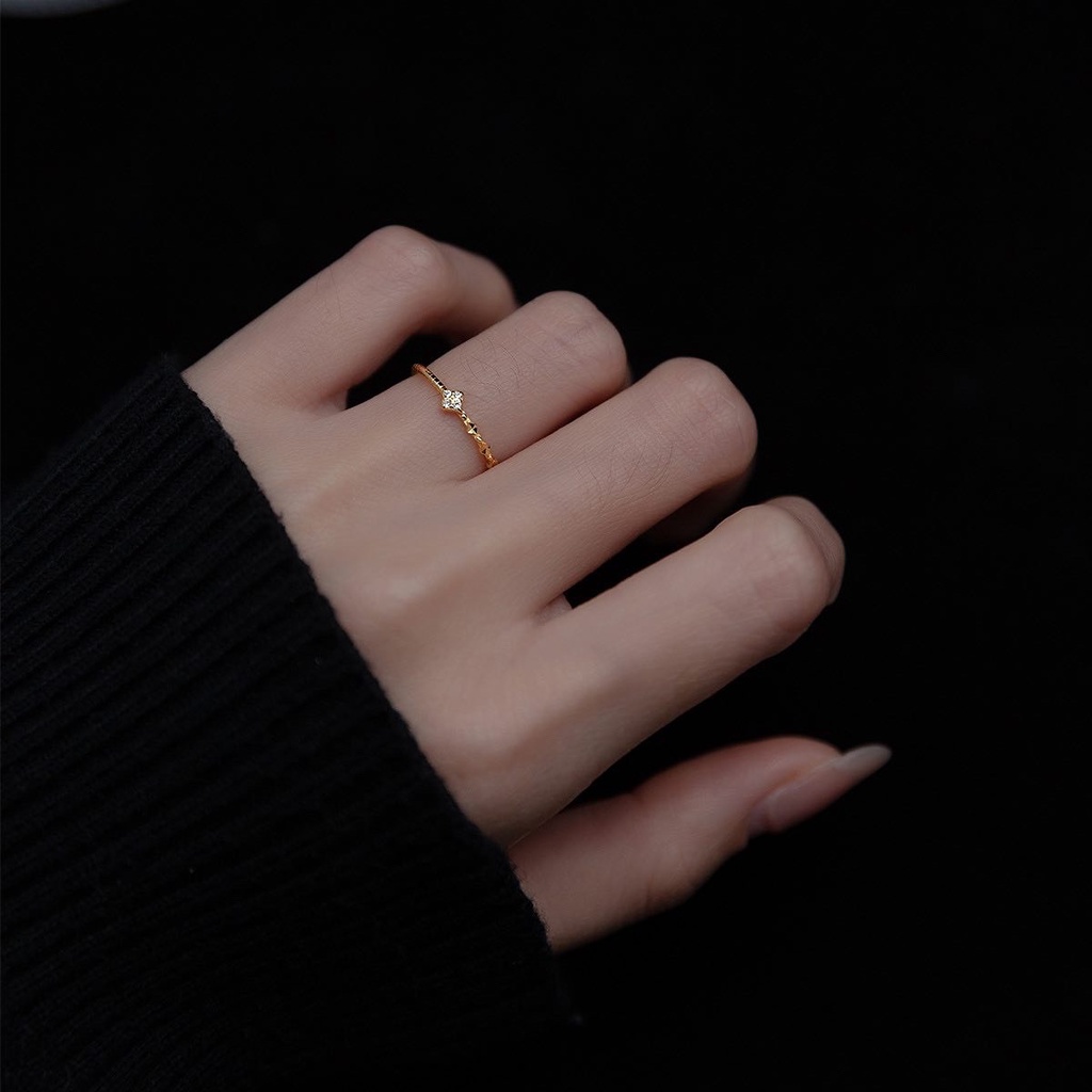 Nhẫn bạc nữ cỏ 4 lá đính đá, nhẫn bạc Ý mạ vàng 14k cao cấp DUYSON SILVER