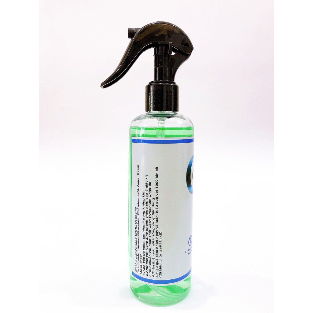Xịt khử mùi hôi tinh dầu hương Trà xanh CAROLINE 250ml, khử mùi hôi nhà bếp, mùi hôi thùng rác, mùi hôi nhà vệ sinh.
