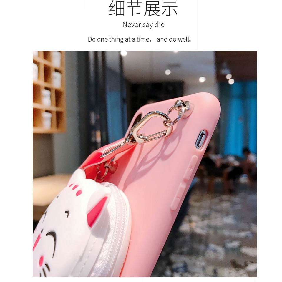 Cartoon gấu mèo Zipper Ví điện thoại Ốp lưng iphone11 pro max 5 5S SE 6 7 8plus X XR XS MAX Silicone Cover | BigBuy360 - bigbuy360.vn