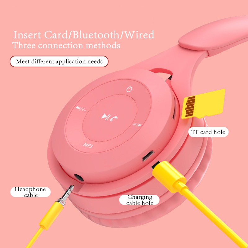 Tai nghe Macaron Tai nghe Bluetooth 5.0 Tai nghe không dây HiFi Stereo Tai nghe không dây với micrô Tai nghe