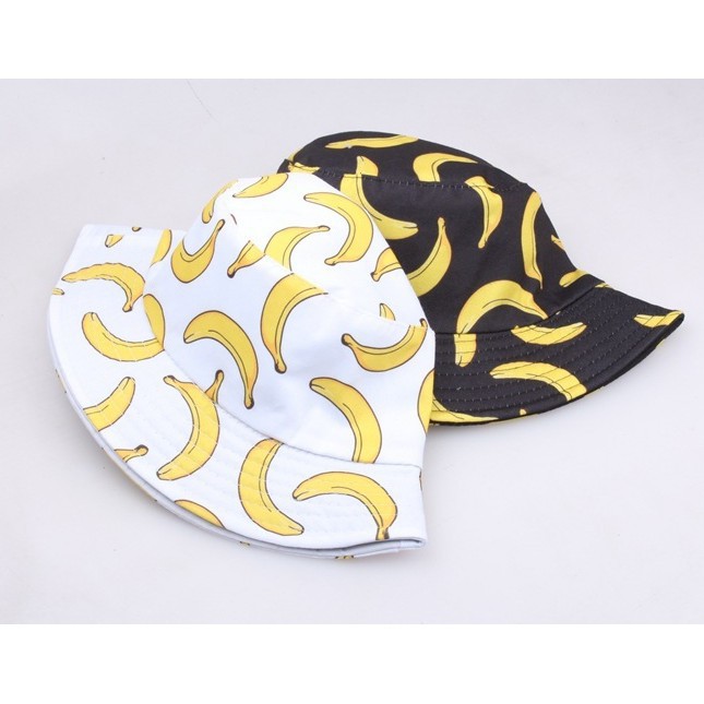 Nón Bucket Họa Tiết Chuối Phong Cách Hip Hop Hàn Quốc Cho Nam Nữ