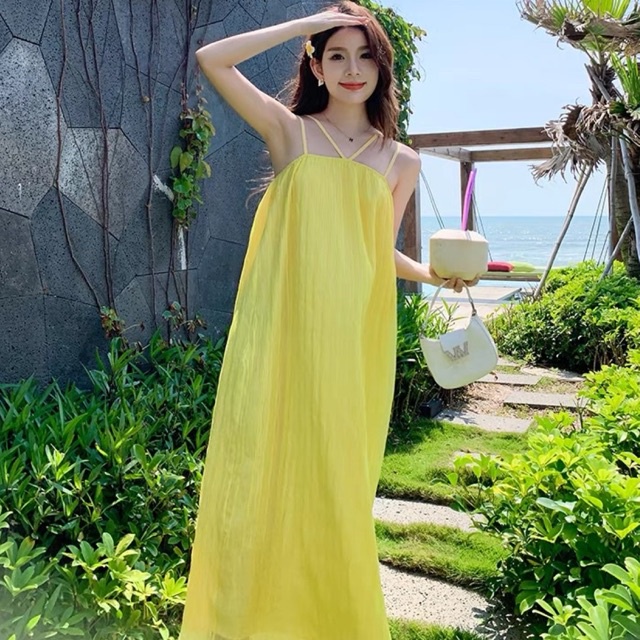 Đầm đi biển 2s dáng suông chuẩn Quảng Châu loại 1