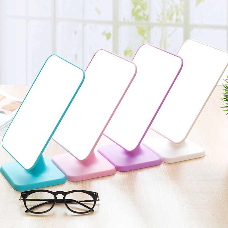 &lt;Tặng Sticker&gt;Gương Để Bàn Trang Điểm Khung Nhựa Chữ Nhật Dày Dặn 21.5*15cm  U149