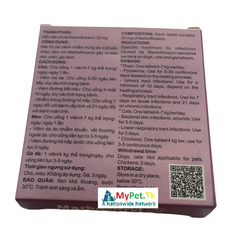 Vemedim Marbovitryl Hộp 10 Viên Cho Chó Mèo Gà Vịt Chim Cảnh