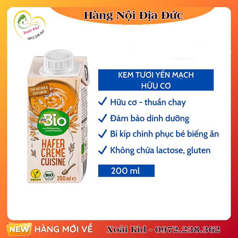 [auth] Kem tươi yến mạch hữu cơ DM Bio 200ml nội địa Đức [Hot]